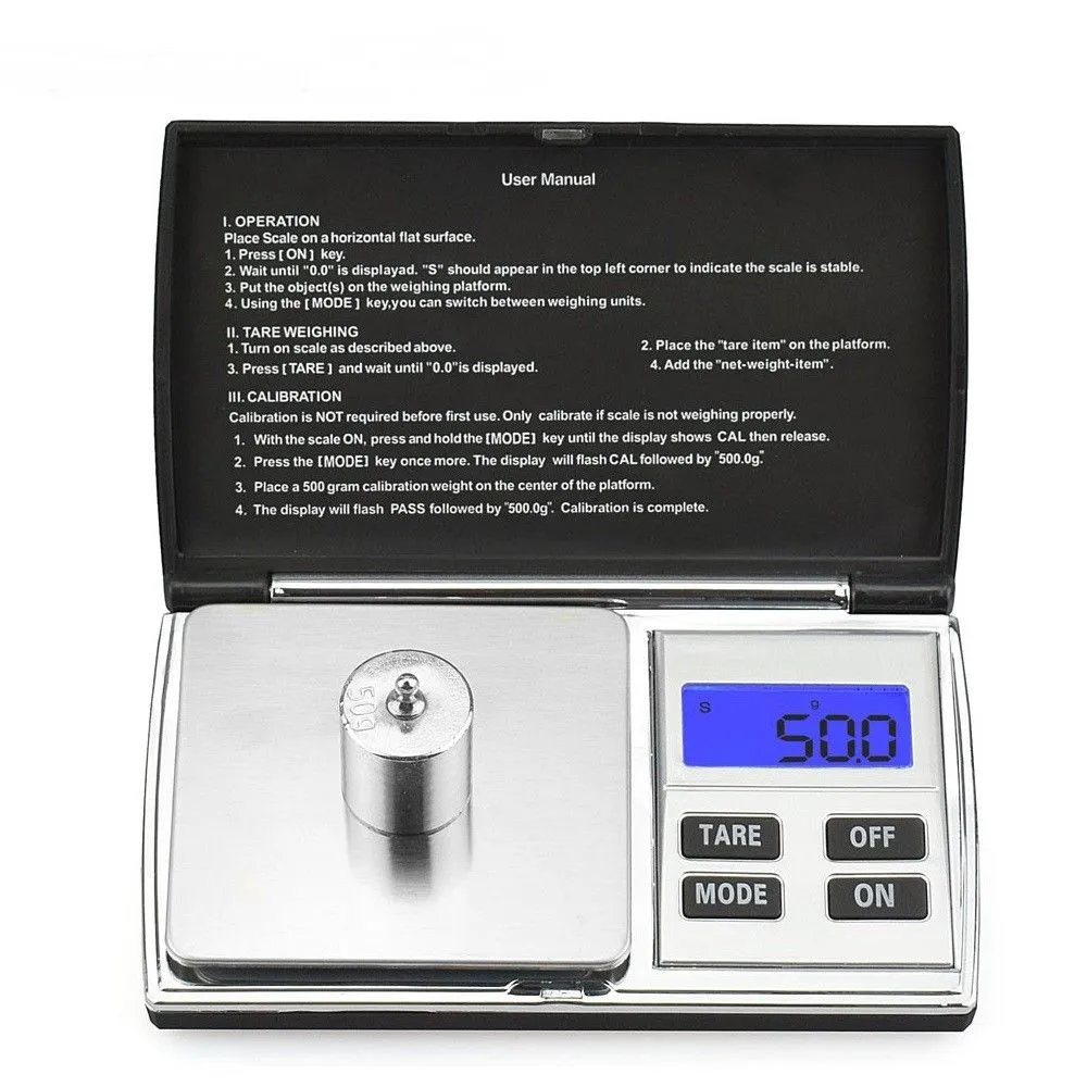 DS-19 500 x 0.01g Digital Pocket Jewelry Scale with Calibration Weight 