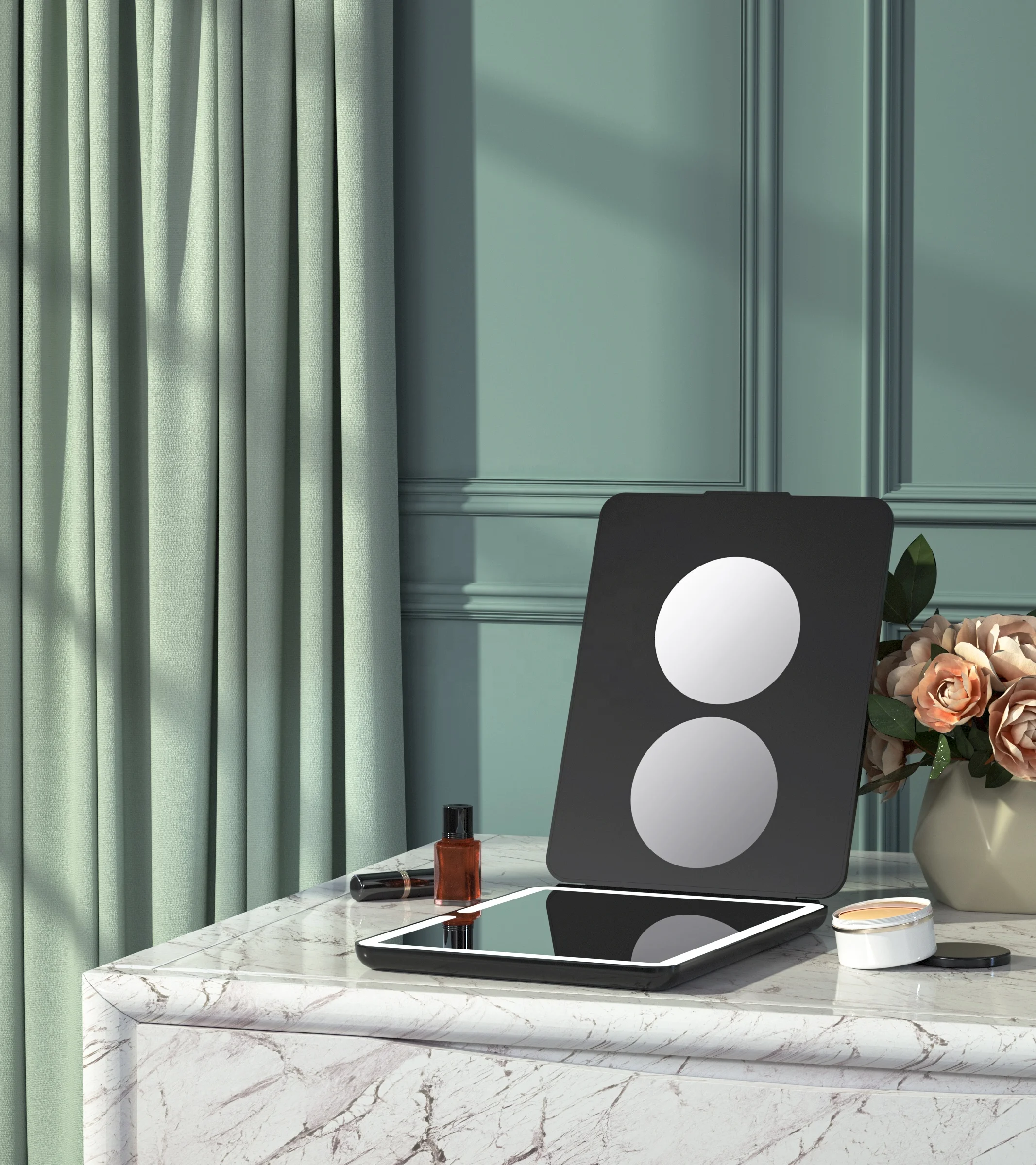 Girl Gift Portable Ipad Size Tablet Mirror With Led Light Touch Switch