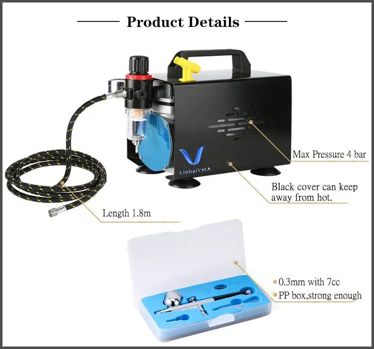 LinhaivetA portable hobby nail airbrush compressor gun kit air brush machine