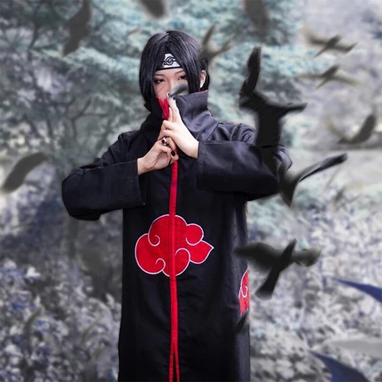 Naruto Akatsuki Cloak Anime Cosplay Costume Set Halloween Cosplay Longo  Cloak
