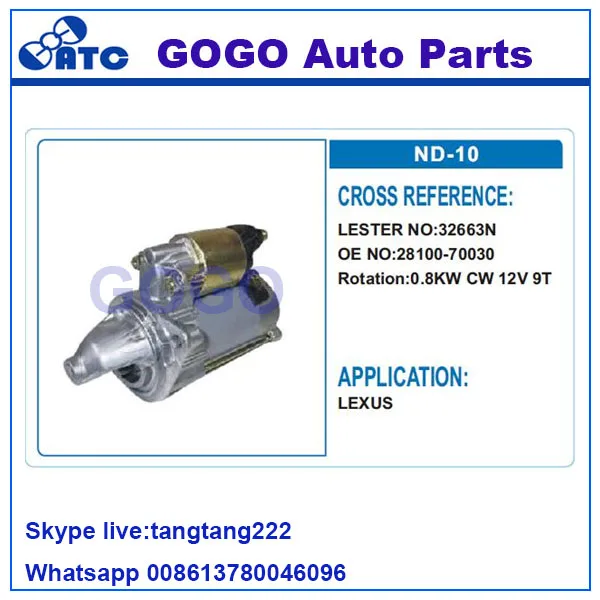 32663n 12v Starter Motor For Lexus Oem 28100-70030 - Buy 28100-70030 ...