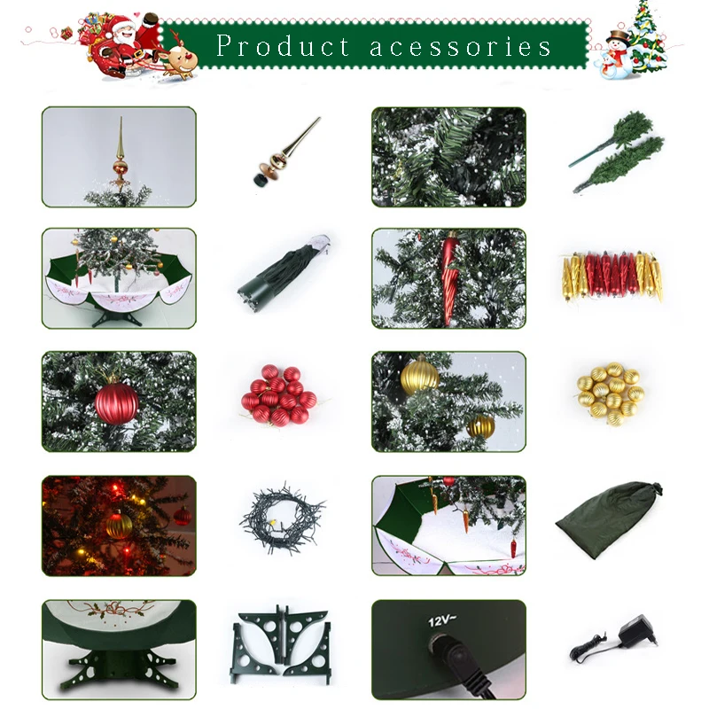 1.9m Large Snowing Christmas Tree With Umbrella Base Music Lighting