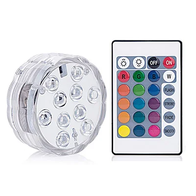 Free Shipping LED Underwater Light IP67 Remote Control RGB Submersible Lamp Battery Operated For Vase Shower Pool Aquarium Party