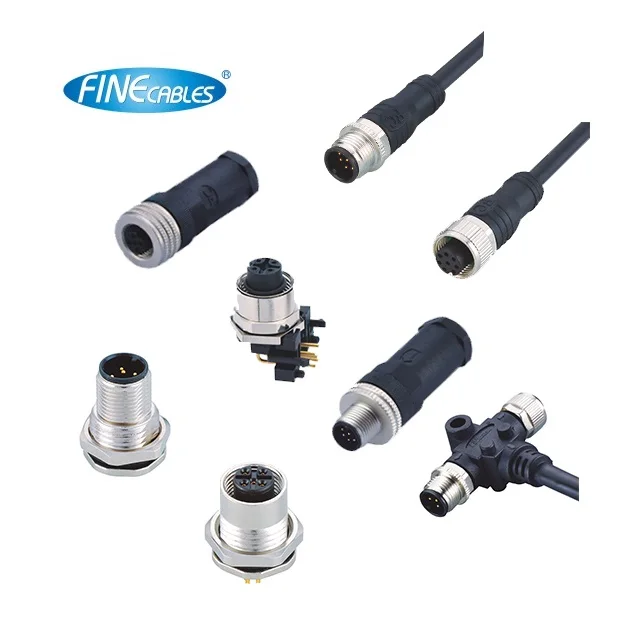 Waterproof IP68 IP67 Circular  Automotive Electrical Cable M12 4 pin connector for Industrial Automation