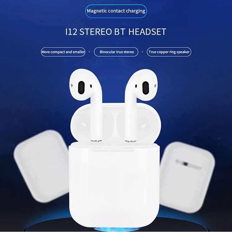 New products tws i12 wireless Earphones I12-tws headphone with charging box In Ear Use for Mobile Phone