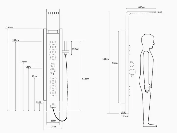 Fyeer Golden Stainless Steel Shower Panel With Removeable Shower Head