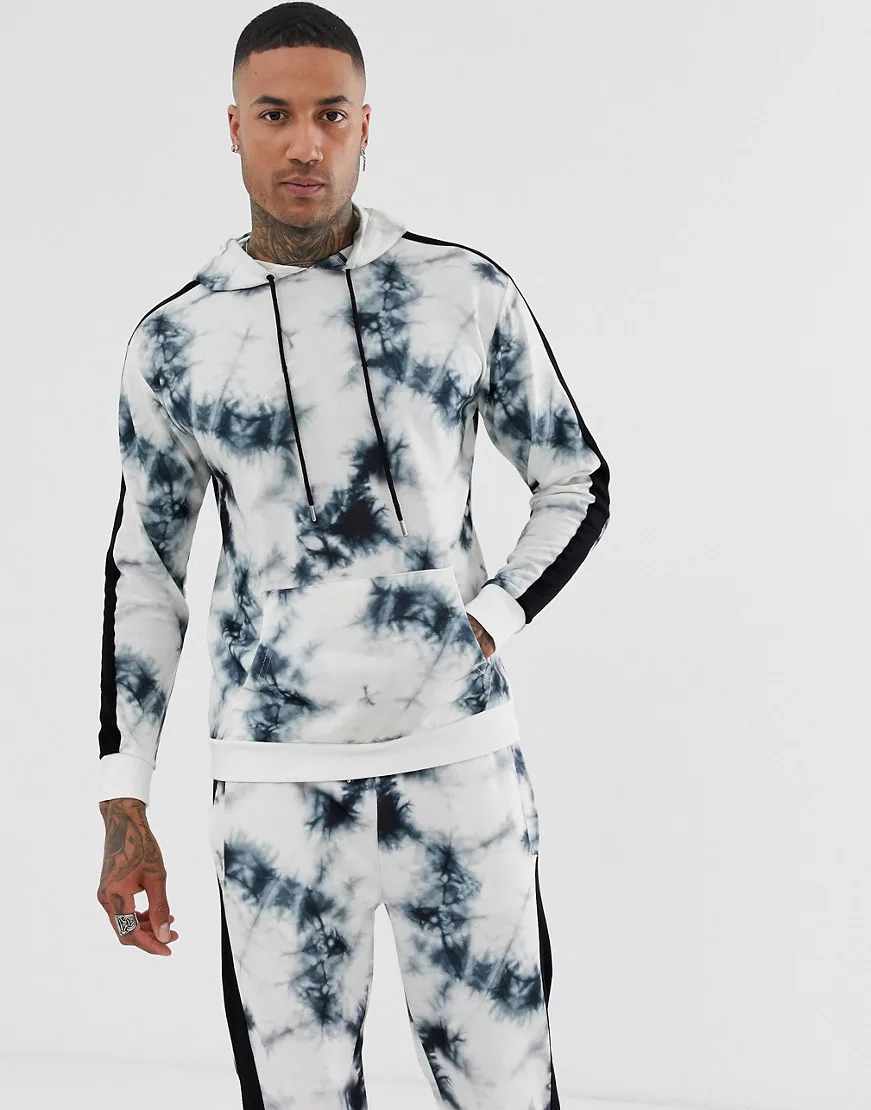 Autumn And Winter New Tie Dye Cotton Elastic Foreign Trade Men's Hooded ...