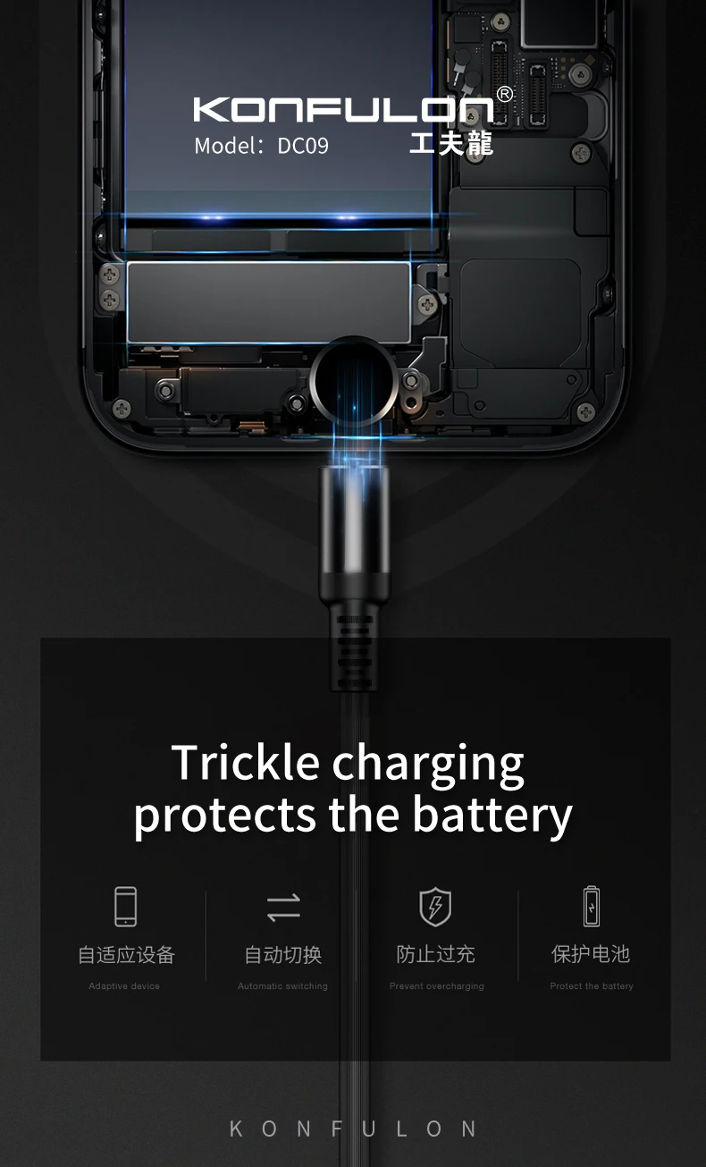 Konfulon Colorful Voice Control Flowing LED Light Micro USB Cable for Smartphones - ANKUX.COM