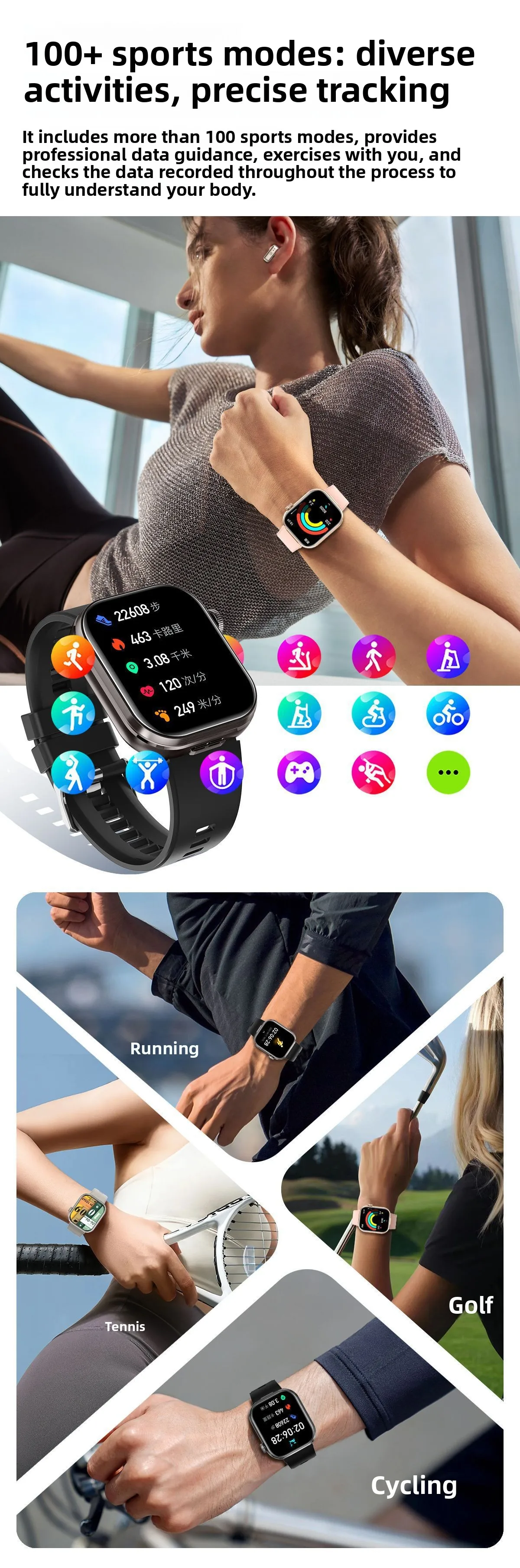 跨境CY-T99耳机二合一智能手表双呼叫记录血压心率监测IPS IP67