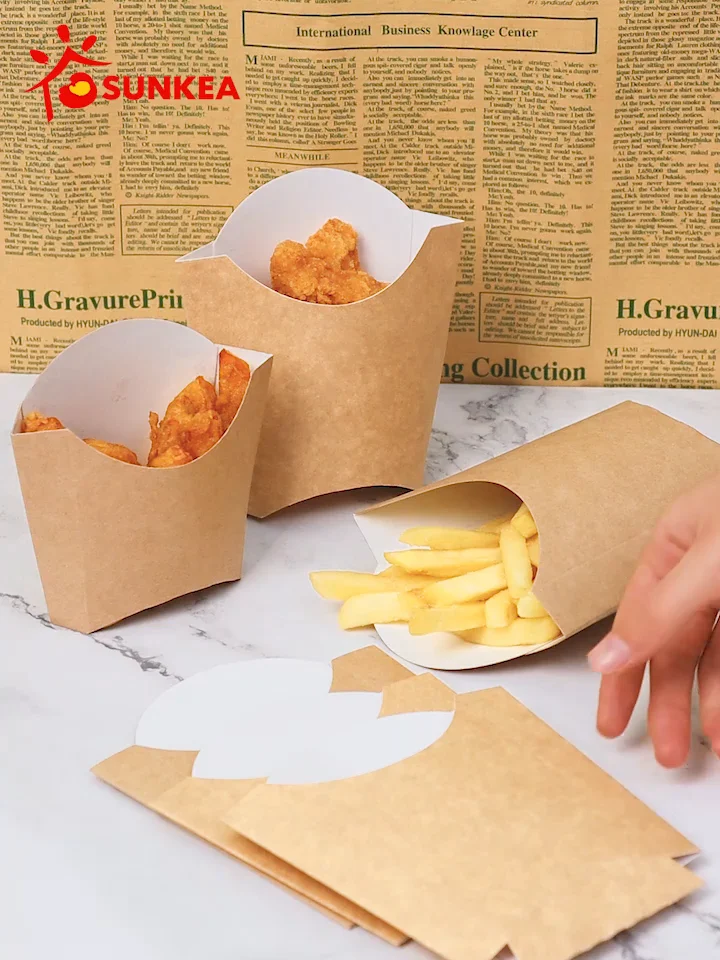 Disposable Takeaway Cardboard Chip Scoop Boxes, View chips paper cups