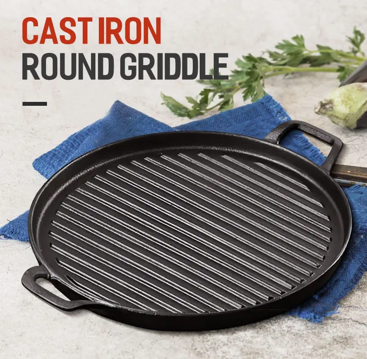 Cookercool Round Cast Iron Korean Bbq Flat Grill Griddle Buy Cast