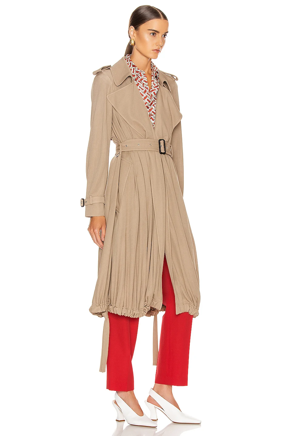 女士taupe 薄外套拉链扣封闭西装包腰带腰部设计后面风暴皮瓣细节裤子