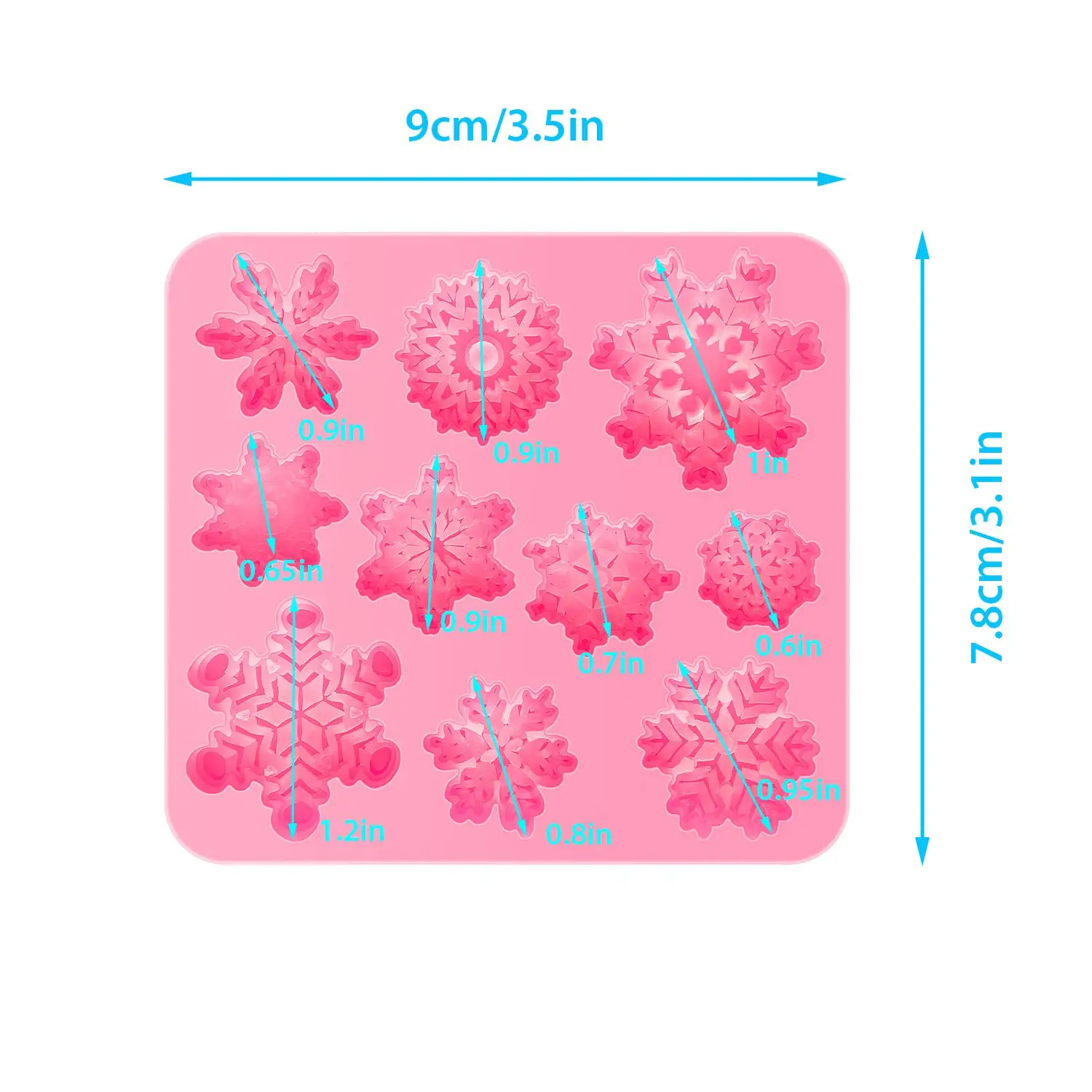 2 Pieces 3D Snowflake Fondant Mold Christmas Snowflake Silicone Mold for  Cake Cupcake Decoration Polymer Clay Crafting Projects (Pink) 