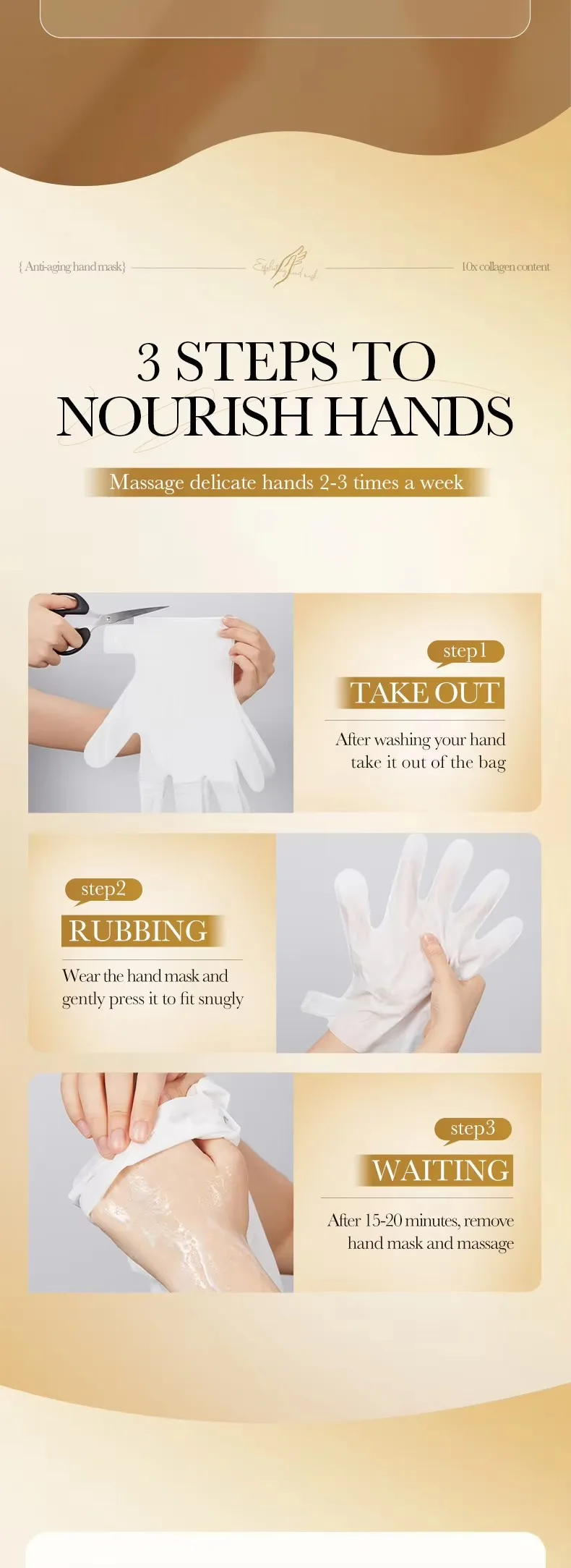 SADOER Collagen Hand Mask Gloves Anti-wrinkle Exfoliating Peeling Moisturizing Brightening Smooth Hand Sheet Mask Skin Care