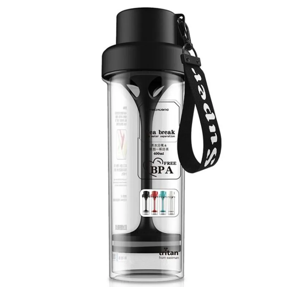 Bpa Free 400ml Shiny Handle Lid Tea Infuser Bottle Double Wall