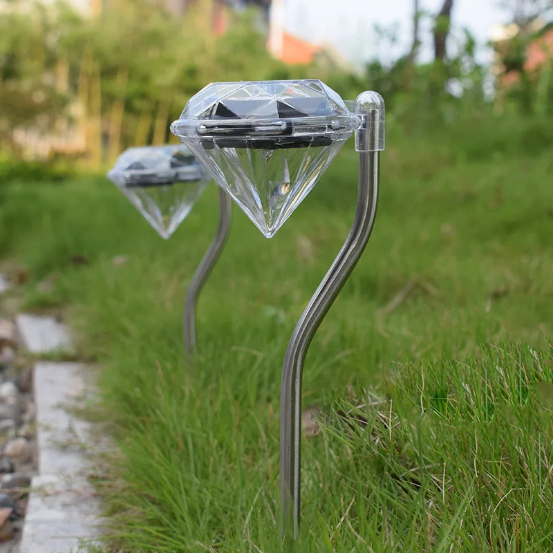 Stainless Steel Diamond-Shape solar garden light decorative lawn lamp  Outdoor garden decoration light manufacture