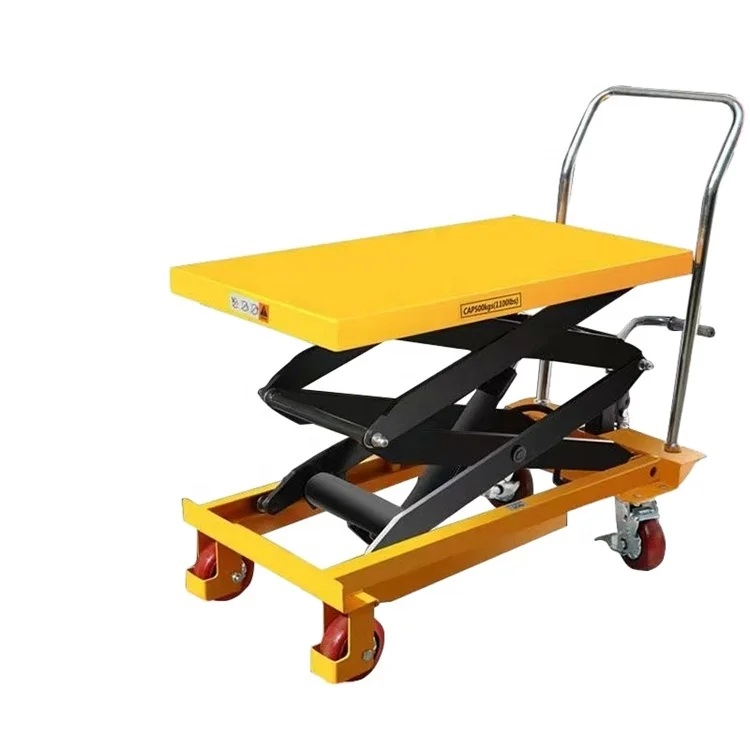 Small Manual Hydraulic Scissor Lift Table Aluminium Trolley Lifter With