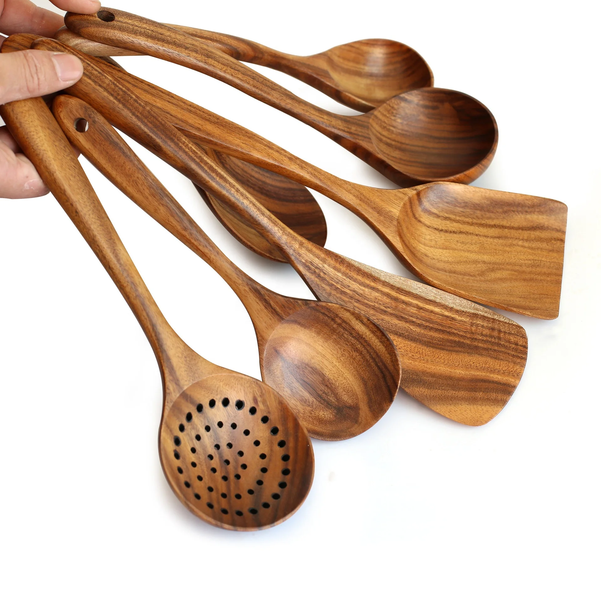 
teak wood cooking spoon set kitchen accessories wooden utensil set 