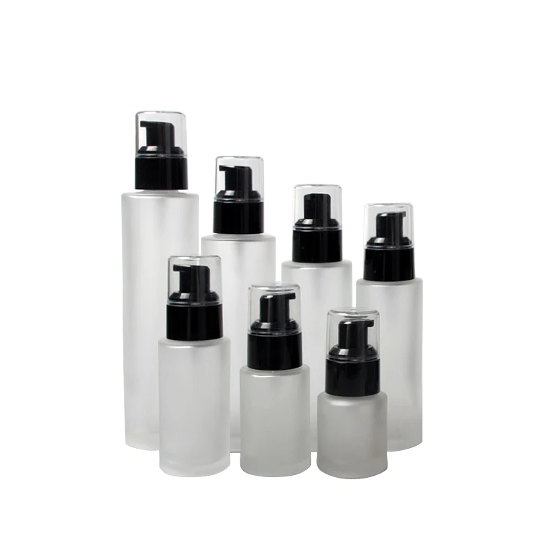 Luxury Cosmetic Skincare Packaging Flat Shoulder Glass Bottle 100 Ml