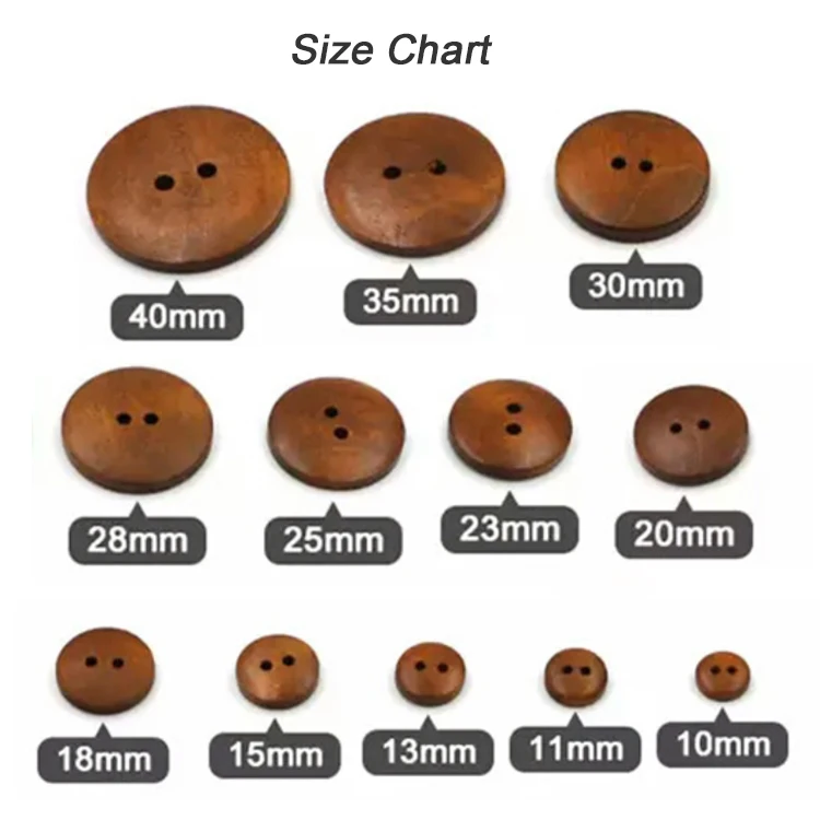 Wood Button Size Chart