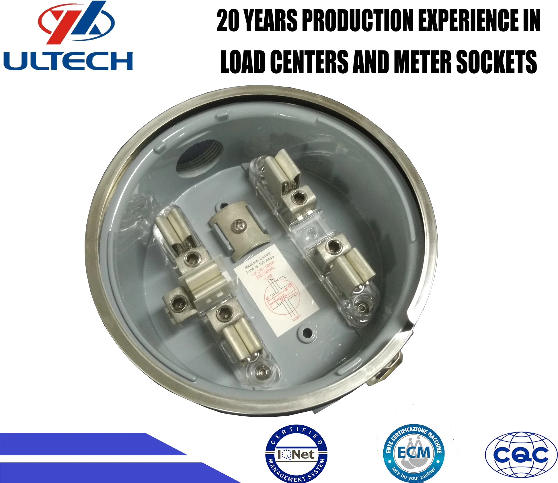 Customized Electric Gyb 100a 5 Copper Jaws Terminal Round Meter Base