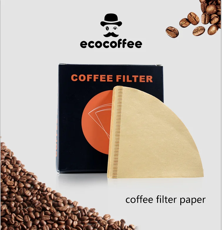 V Shape Barista Pour Over Drip Coffee Paper Filter White Brown Color