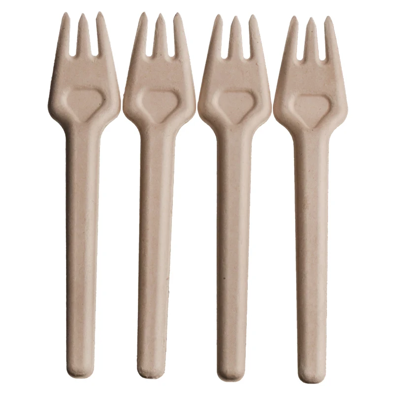 Sugarcane Bagasse Pulp Edible Cutlery Fork Spoon Knife Mealtime Dinner