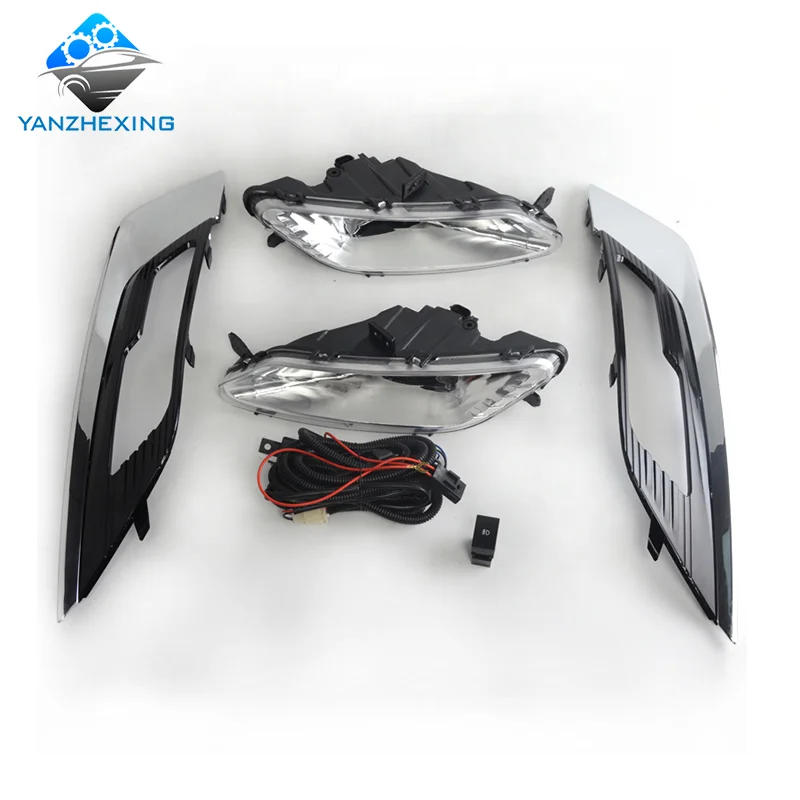 YZX Front bumper fog lamp light kit set for Ford MONDEO FUSION 2017 2018 fog lamp+cover+wiring harness+button