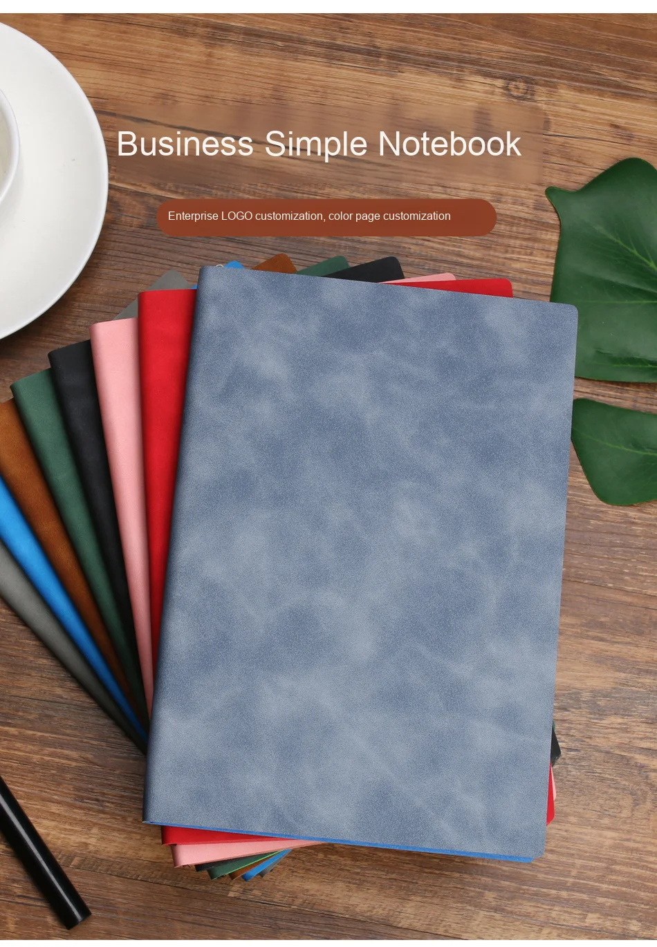 Customizable A5 Notebook PU Leather Cover Printed Style Soft Calfskin Feel for Meeting Minutes Notepad Custom Logo Color Picture
