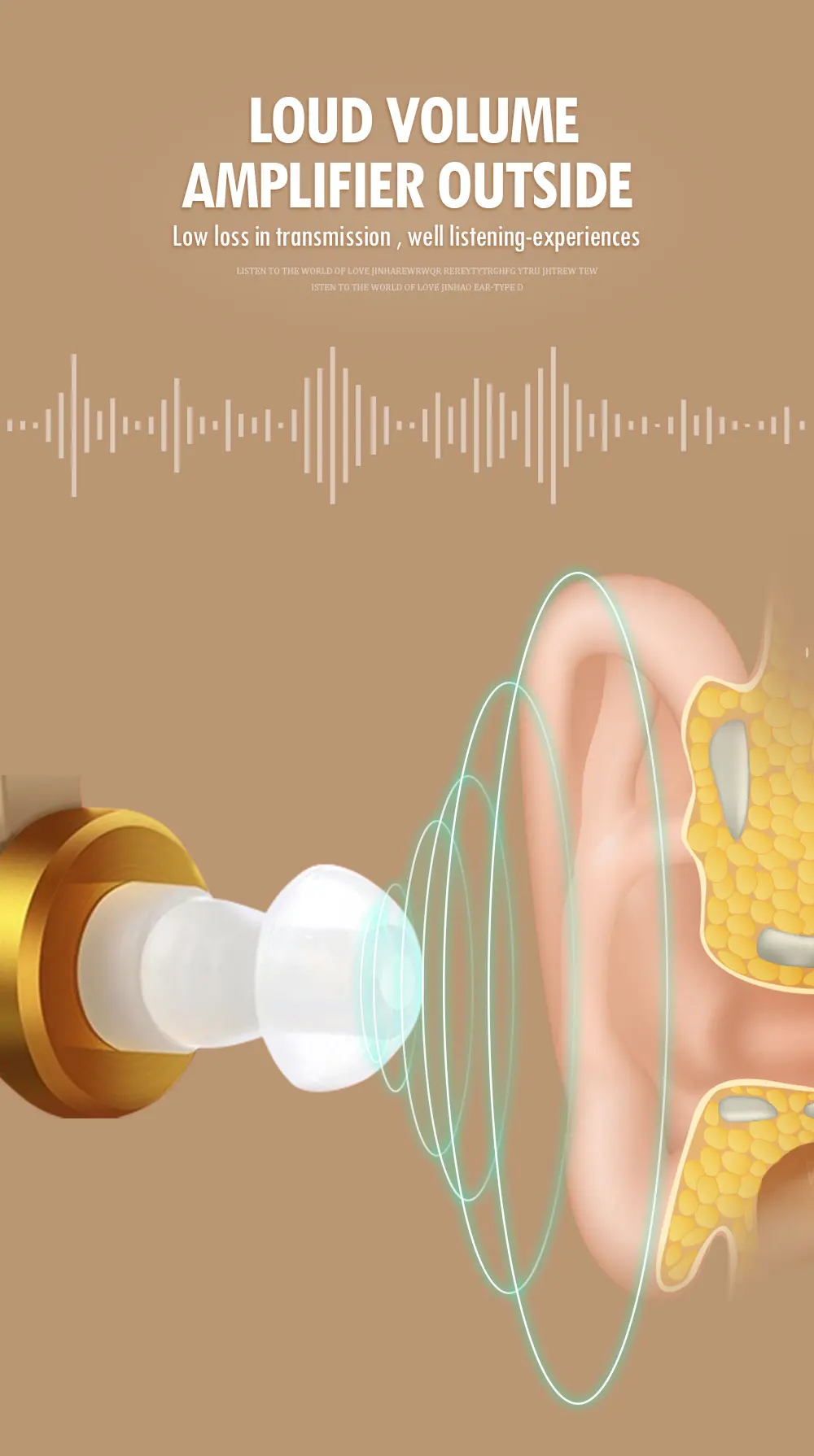 High power hearing amplifier with AA battery manufacture