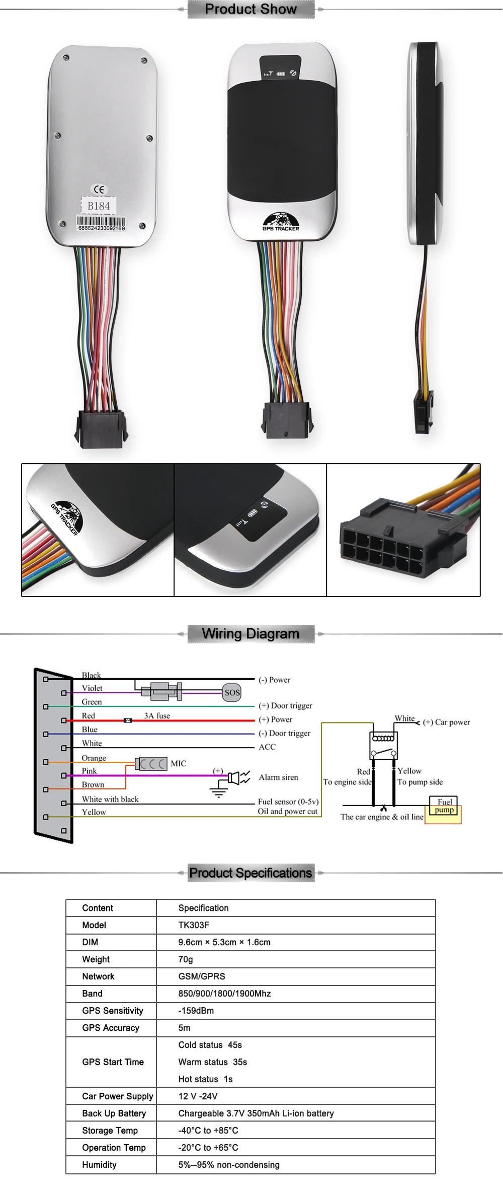 Car Tracker Tk303 Gps Tracking Device Coban Tk303g Tk303f 2g Vehicle