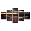 5 Panels Sea Sunset Canvas Print Set Seaside Wall Decor Picture Beach Giclee Print Landscape Wall Picture Split Ocean Seascape
