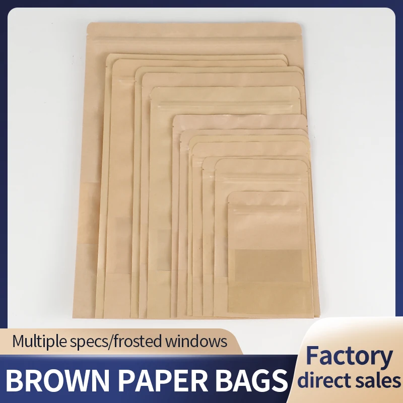 Kraft Paper Self Sealing Paper Bag,window Opening,tea Packaging Bag 