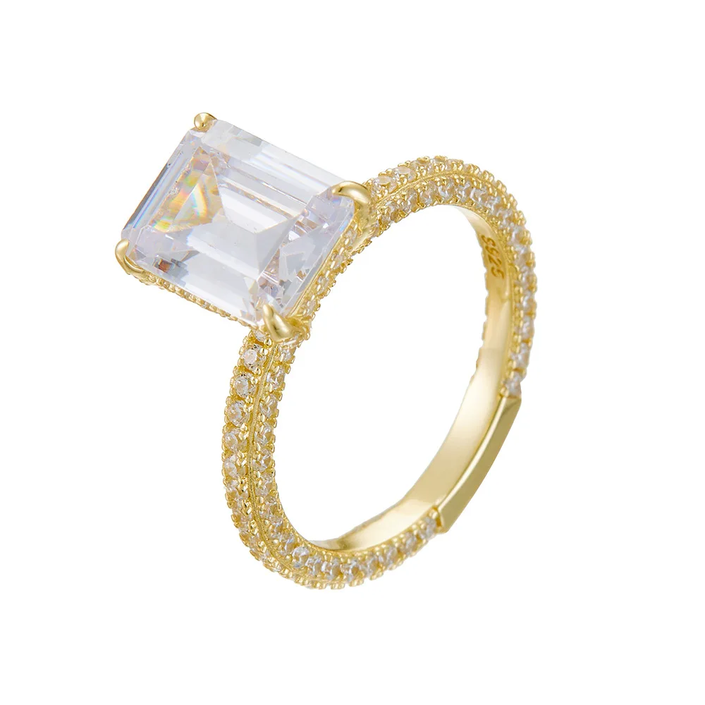 S925 Sterling Silver Platinum Plated Full Diamond Gemstone Rings Women's Lab Diamond Combination Wedding Party Suit Ring