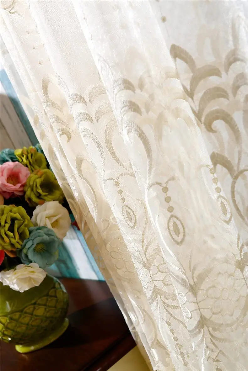 复古欧根纱刺绣窗帘花边土耳其窗帘面料