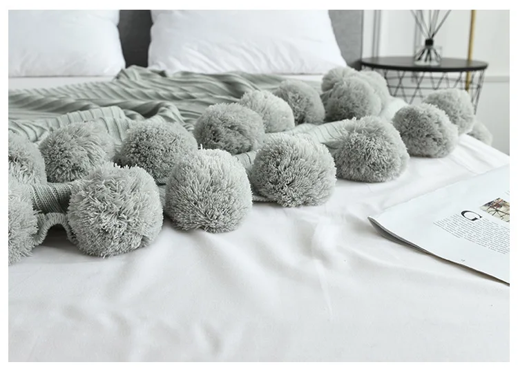 5 Colors Knitted Cotton Baby Blanket Pom Pom Knitting Blanket Buy