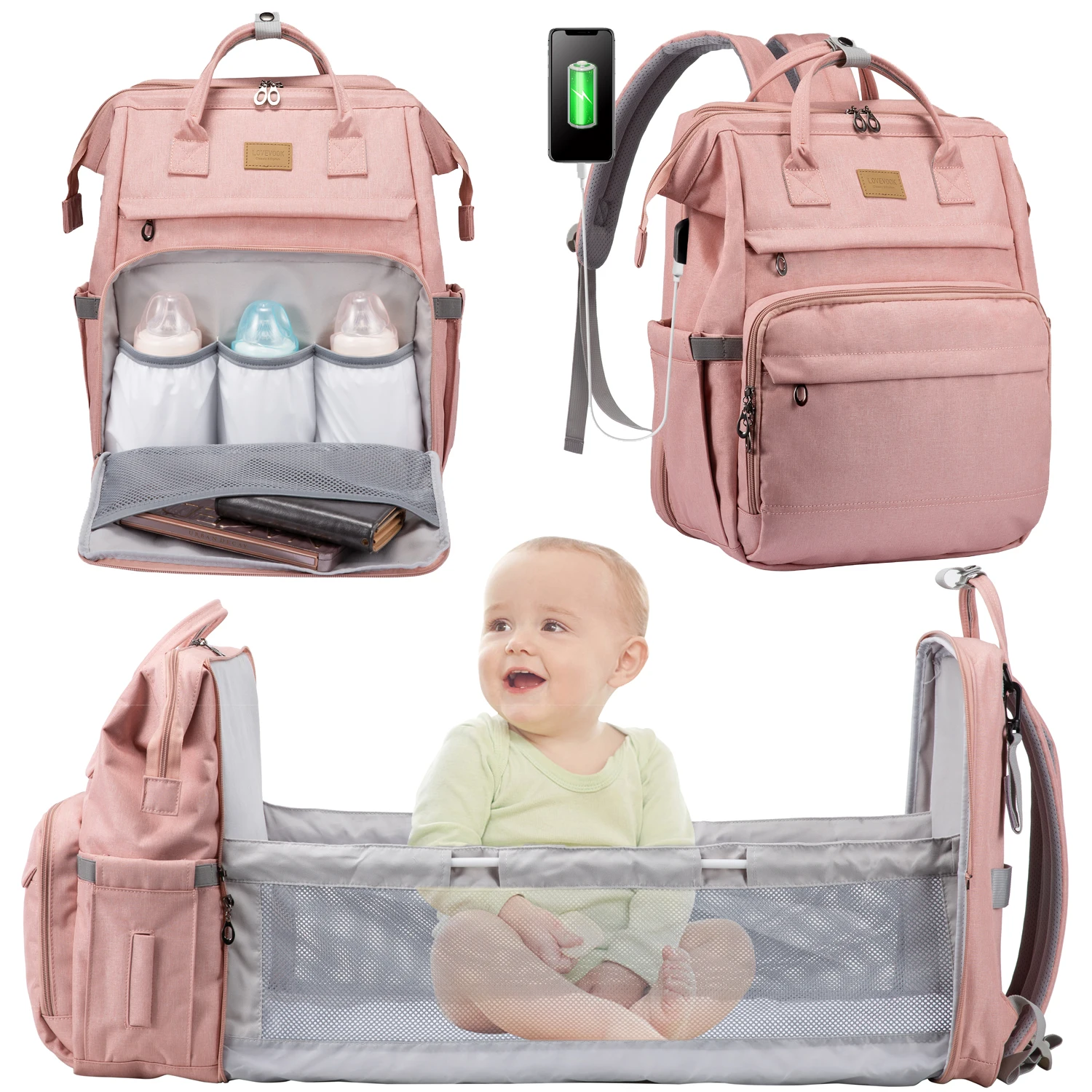 Lovevook High Quality Diaper Bag Portable Nappy Mommy Bagpack Travel ...