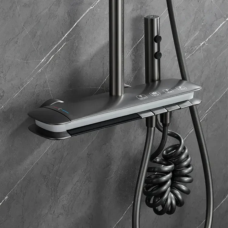 New Ufo Style Led Digital Piano Shower System Faucets Quality Brass Hot