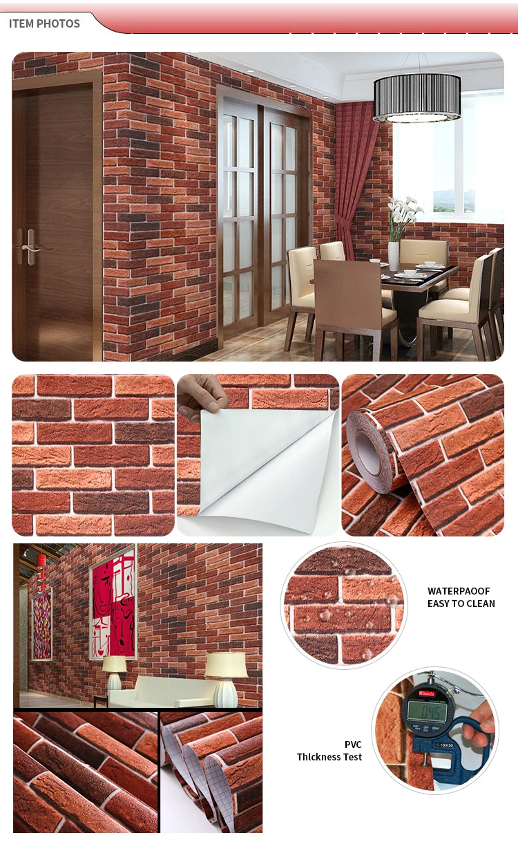 Experienced manufacturer 3D brick self adhesive wallpaper for household decoration