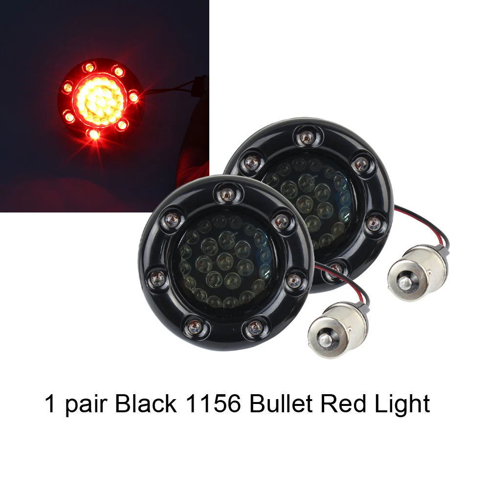 WUKMA 2inch Rear 1156 Bullet Style Red LED Turn Signal Light For Motorcycle
