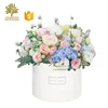 Custom print round cylinder black cardboard hat flower gift box for flowers