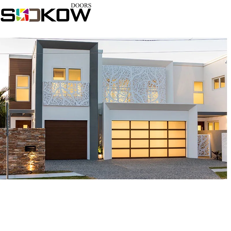 Wood Color Sectional Aluminium Transparent Glass Door Wood