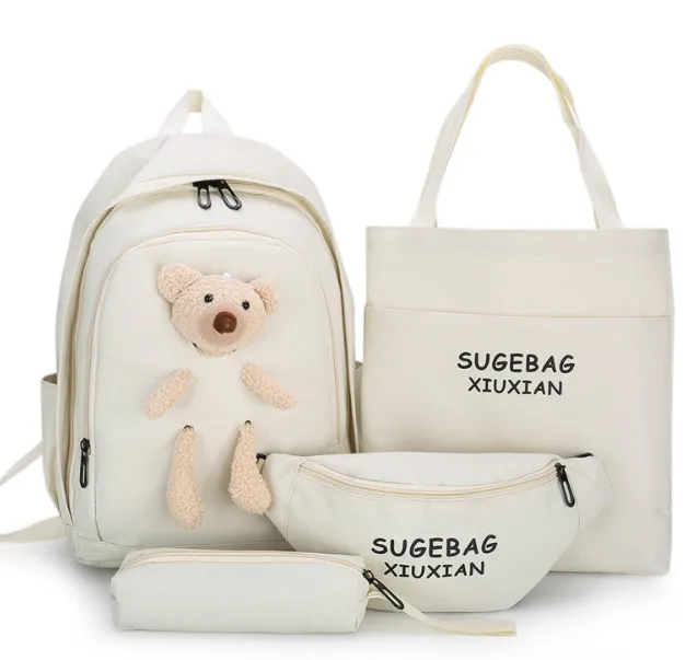 Wholesale 4pcs/set Outdoor bagpack casual kids backpack children cute canvas school bags for teenagers