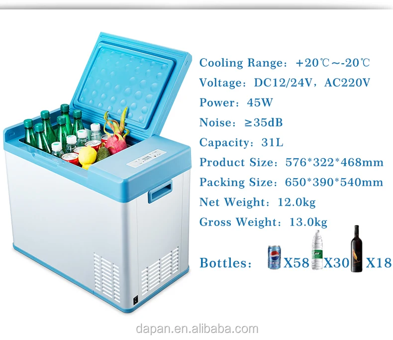 50l Mini Car Fridge Freezer Portable Car Refrigerator For Truck Use