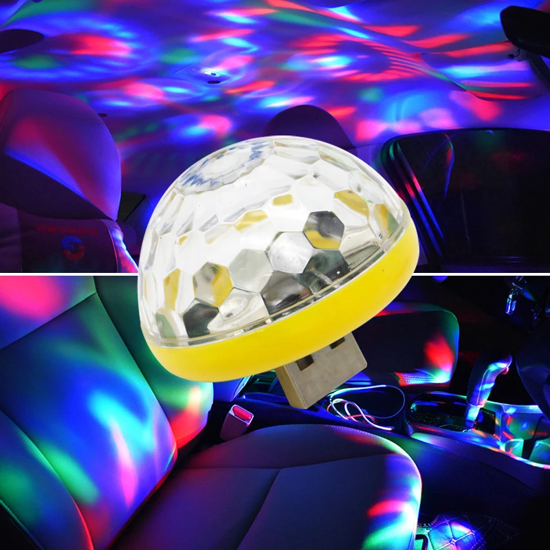 Stage DJ RGB Strobe Magic Ball Mini Disco Light usb car atmosphere lamp inner ambient star light led