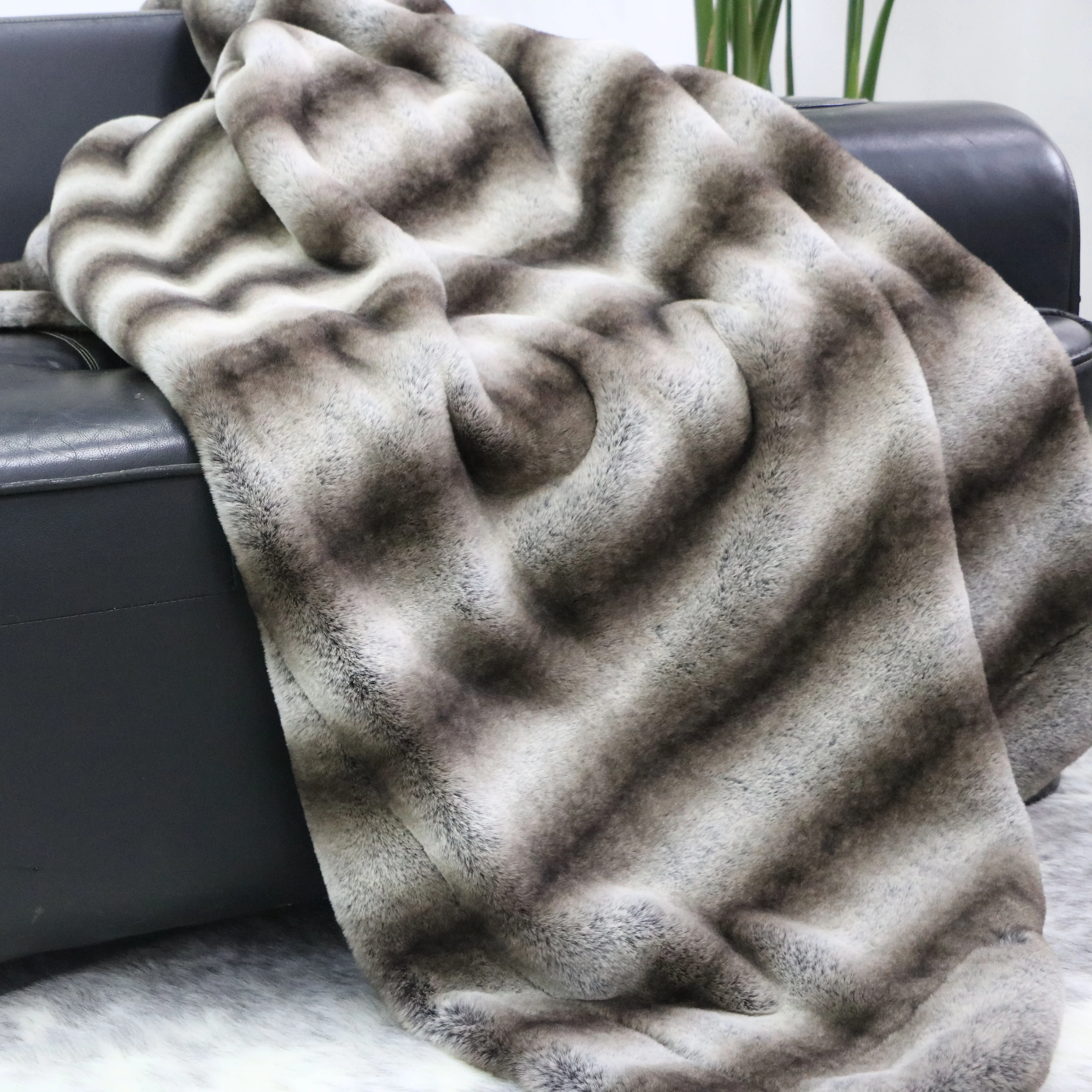 Super Soft Rabbit Faux Fur Rabbit Fur Printed Blanket For Home Texiles