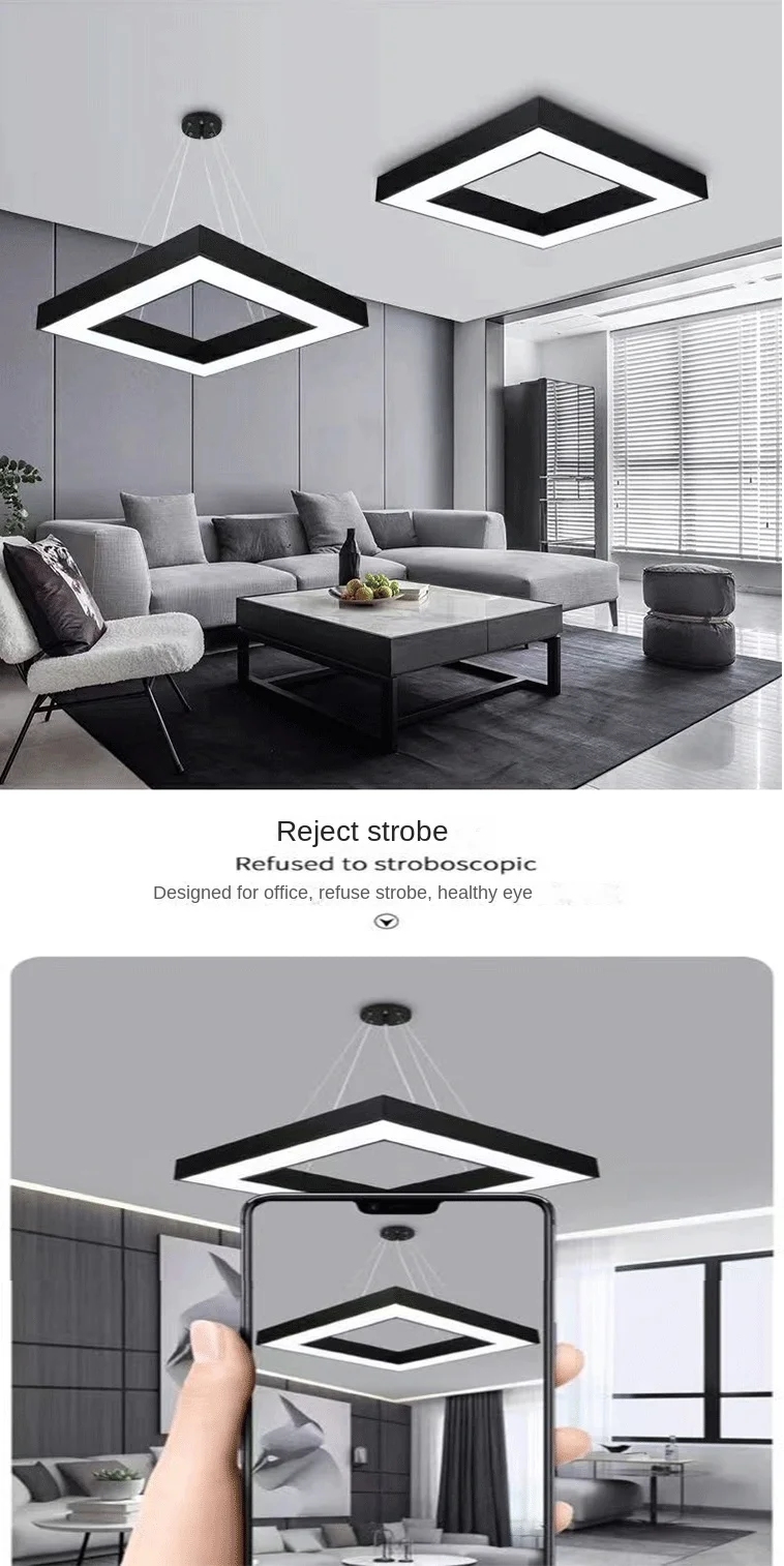 product led office square chandelier for meeting rooms gyms shopping malls ceiling lamp with modeling light-3