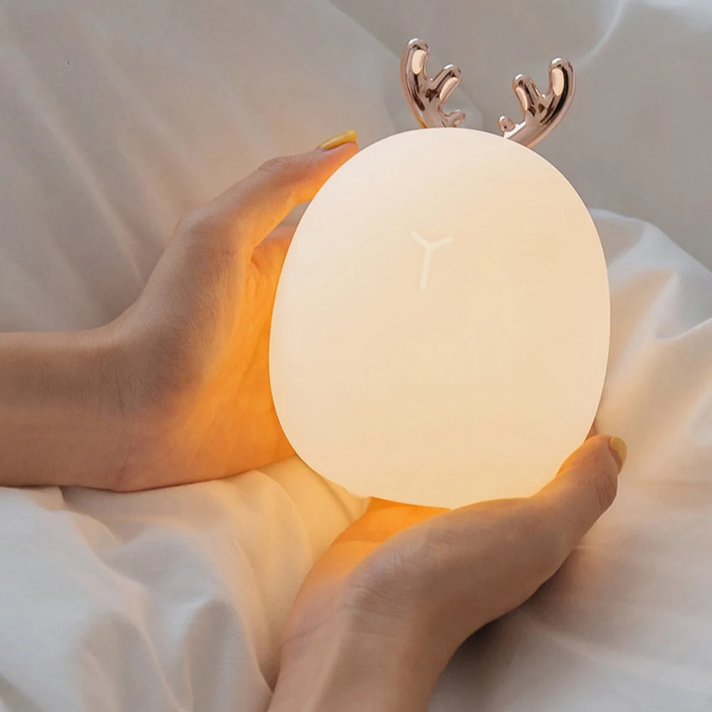 2021 Small Rabbit Deer Animal Mini Baby Kids LED Lamp Silicone Night Light For Kids Baby