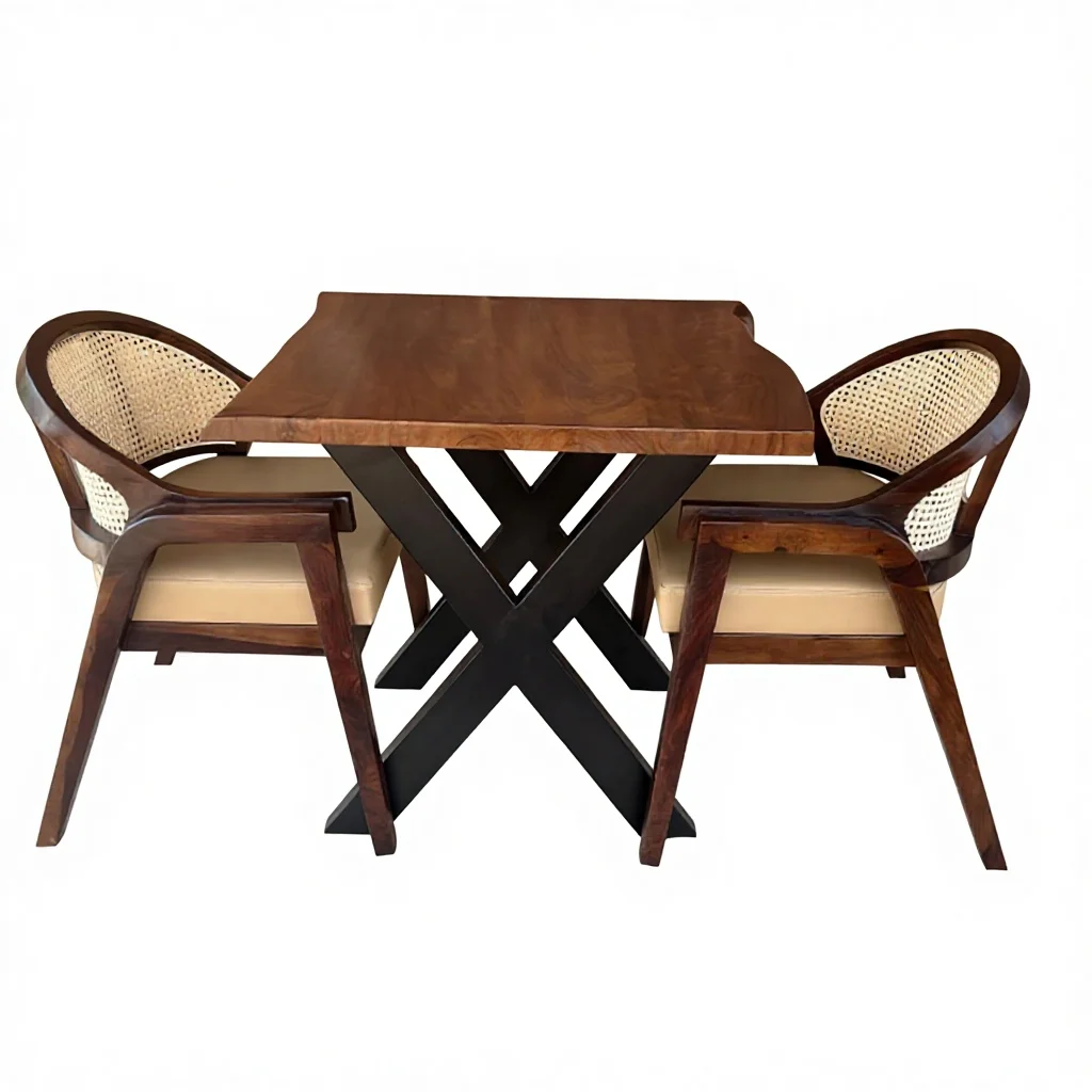 Modern Solid Wood Dining Table with Metal X Base Contemporary Square ...