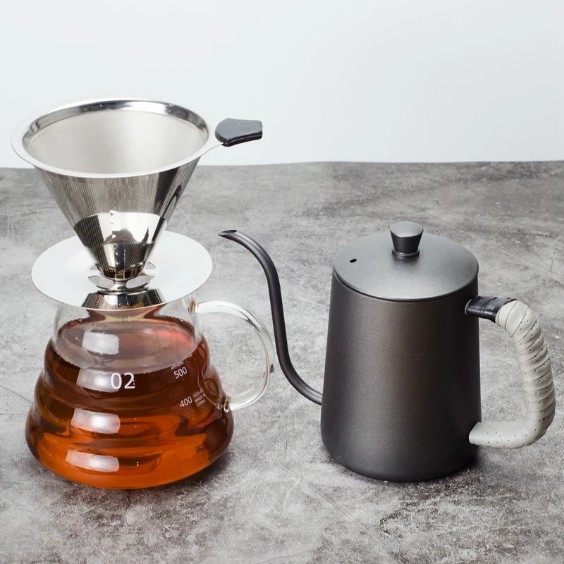 stainless steel pour over coffee filter dispenser double layer